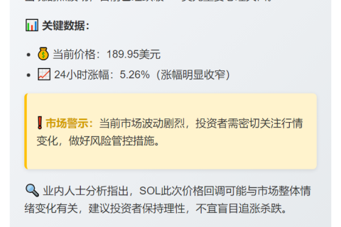 SOL跌破190美元