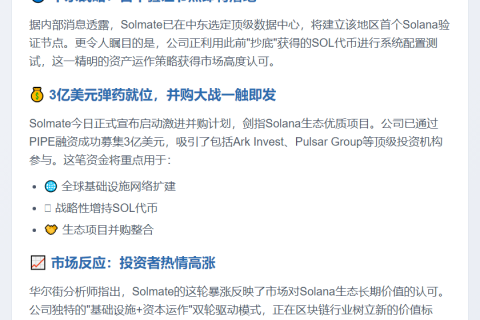 Solana股价暴涨40% 拟建中东节点