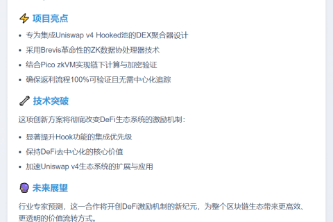 Uniswap资助Brevis 900万美元推无信任返利计划