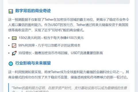Tether CEO：年利润或达150亿，利润率99%