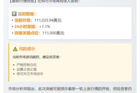 BTC破11.1万美元
