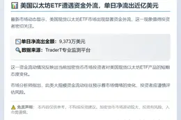 美现货以太坊ETF单日净流出9373万美元