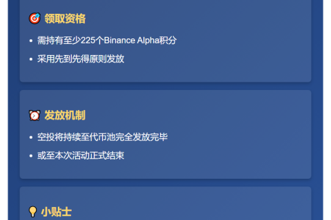 Binance：225分用户今日16时领Alpha空投