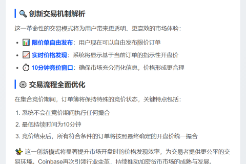 Coinbase推出集合竞价模式