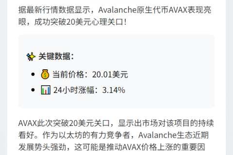 AVAX突破20美元