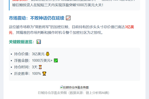 "巨鲸多头浮盈超千万美元"
