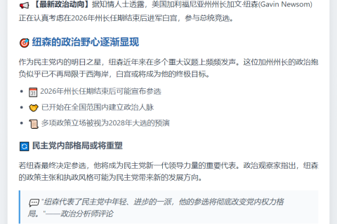 纽森或2026年竞选总统