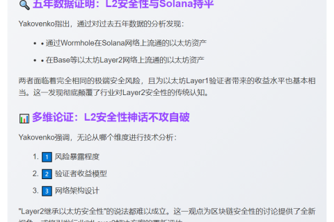 Solana联创驳斥L2安全性依赖以太坊