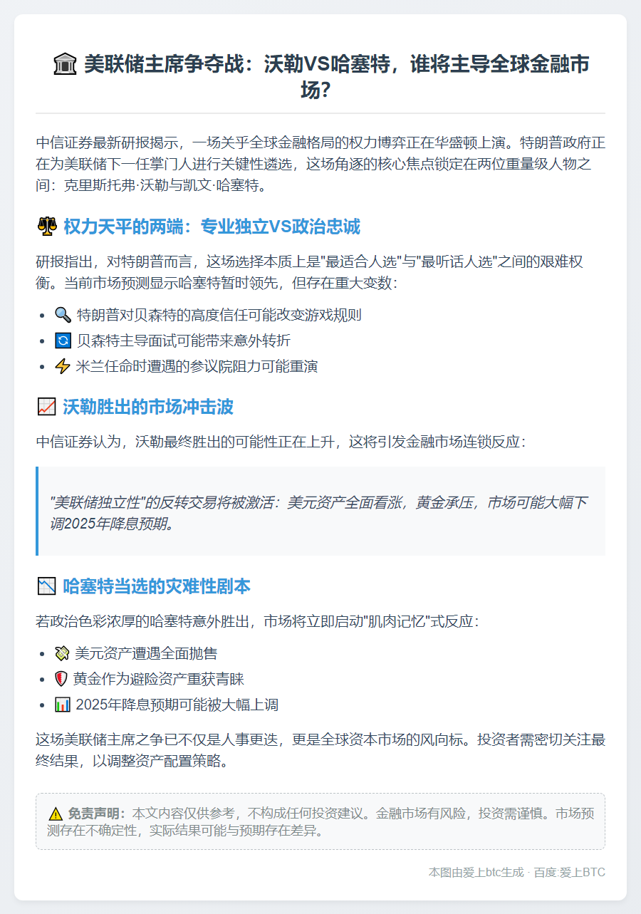 沃勒或接掌美联储，触发独立性反转交易