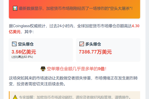 24小时爆仓4.3亿 空单惨烈