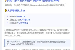 日本量子增持500枚ETH，储备达4365枚
