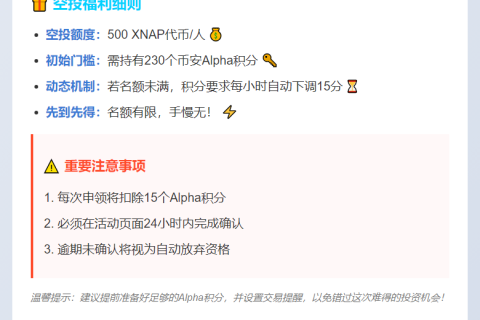 SnapX空投需230 Alpha积分