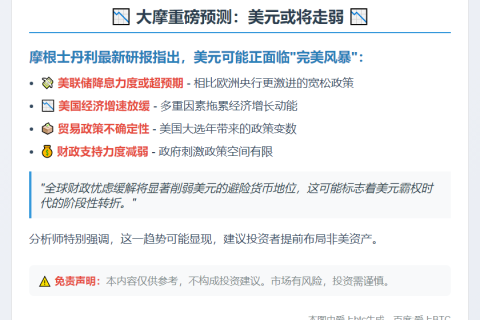 大摩：明年美元或走弱
