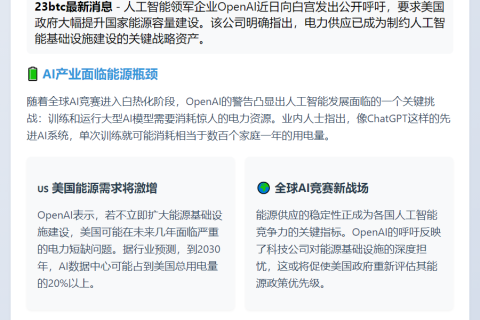 OpenAI促美扩大能源容量