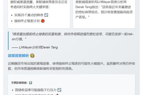 美联储降息缩表或提振市场风险偏好
