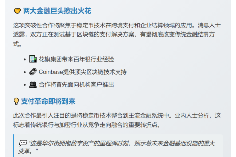 花旗与Coinbase合作开发稳定币支付