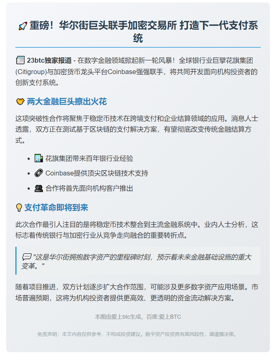 花旗与Coinbase合作开发稳定币支付