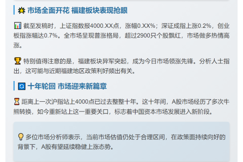 沪指十年后重返4000点