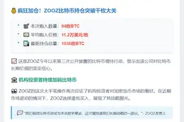 ZOOZ增持94枚BTC，持仓破千
