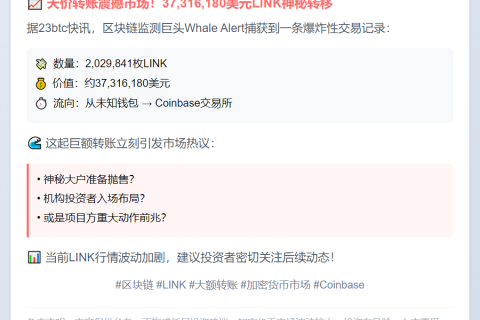 "2M LINK转至Coinbase"