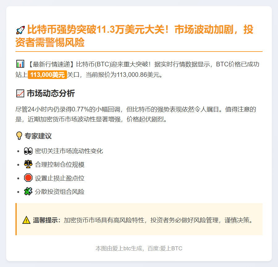 BTC破11.3万美元