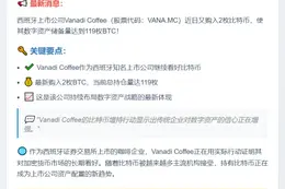 Vanadi Coffee增持2枚BTC，持仓达119枚