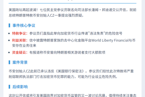 民主党议员促特朗普解释CZ赦免