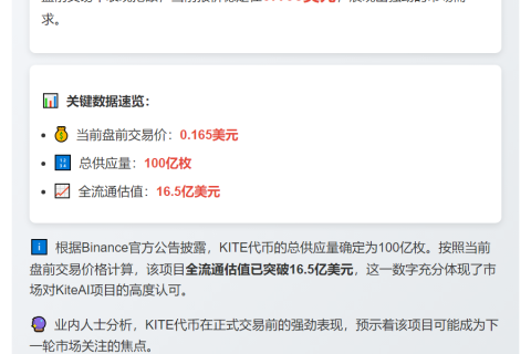 KITE盘前0.165美元，估值16.5亿