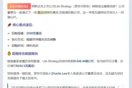 莱特币公司启动2500万股票回购