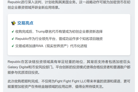 Fight Fight Fight拟购Republic美国业务 推代币募资