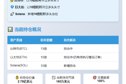 巨鲸持仓2.75亿，浮亏160万