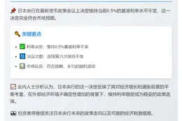 日本央行利率不变