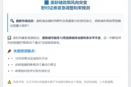 野村证券：美联储12月或维持利率不变