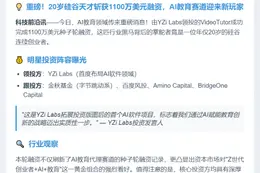 YZi Labs领投VideoTutor 1100万美元种子轮