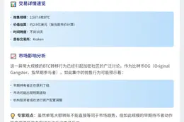 比特币OG转存2587枚BTC至CEX，价值2.9亿