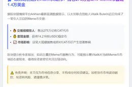 Vitalik出售CAT套现1.4万USDC
