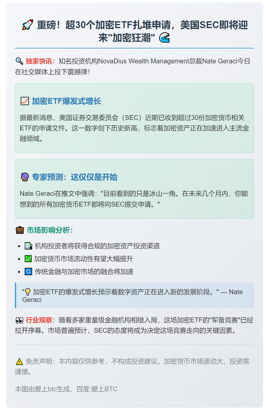 30+ 加密货币 ETF 申请提交 SEC