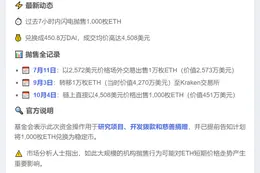以太坊基金会抛售2.1万枚ETH