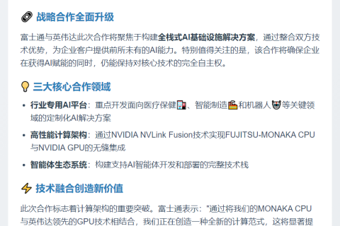 富士通联手英伟达共建AI基础设施