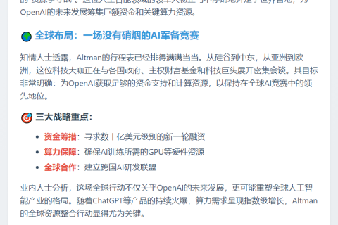 OpenAI创始人全球筹资助推AI发展