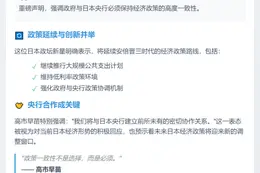 高市早苗：日政府与央行需政策一致