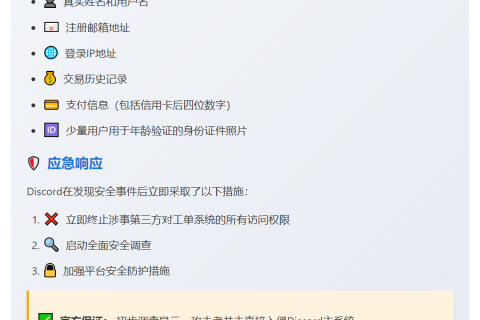 Discord因第三方攻击致用户数据泄露