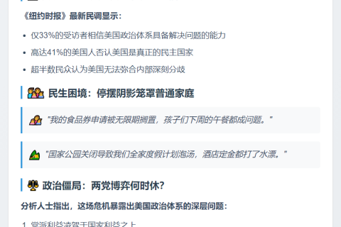美政府停摆4天 民众成党争牺牲品