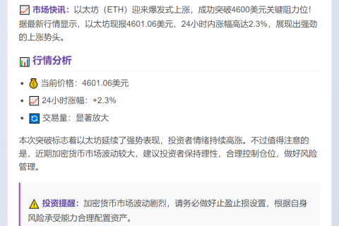 ETH突破4600