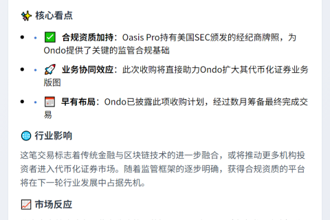 Ondo Finance收购Oasis Pro