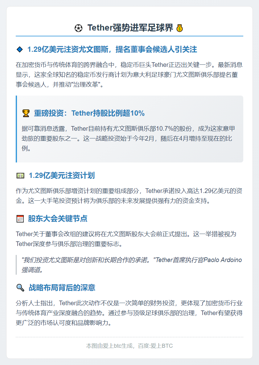Tether提名尤文图斯董事会候选人