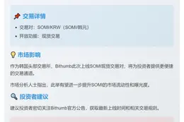 Bithumb上线SOMI现货交易