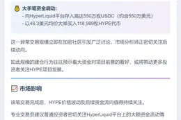鲸鱼豪掷550万U抄底HYPE