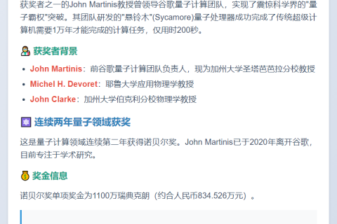 诺贝尔物理学奖得主曾率Google团队实现量子霸权