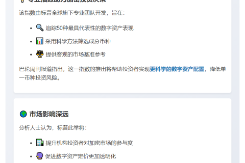 标普推出加密指数